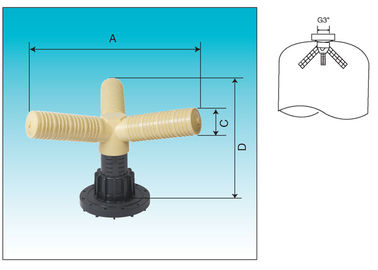 Hub and lateral for top mount 3 laterals control valves 6" Flange 3" Riser tube